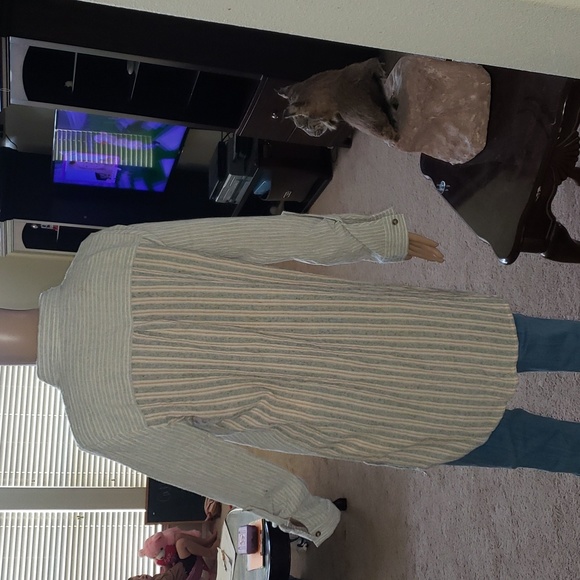 Mystree L breezy cotton tunic interesting contrasted stripes button tab sleeves - Picture 3 of 10